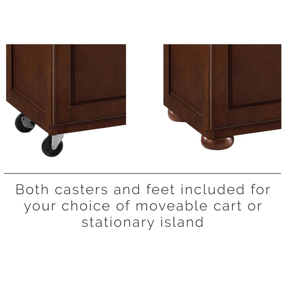 Eleanor Mahogany Kitchen Cart with Black Granite Top and Spice Rack
