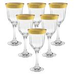 Lorren Home Trends Melania Wine Glasses - Set Of 6 Amber & Gold Stemmed Bowls, 9 Oz, Made In Italy