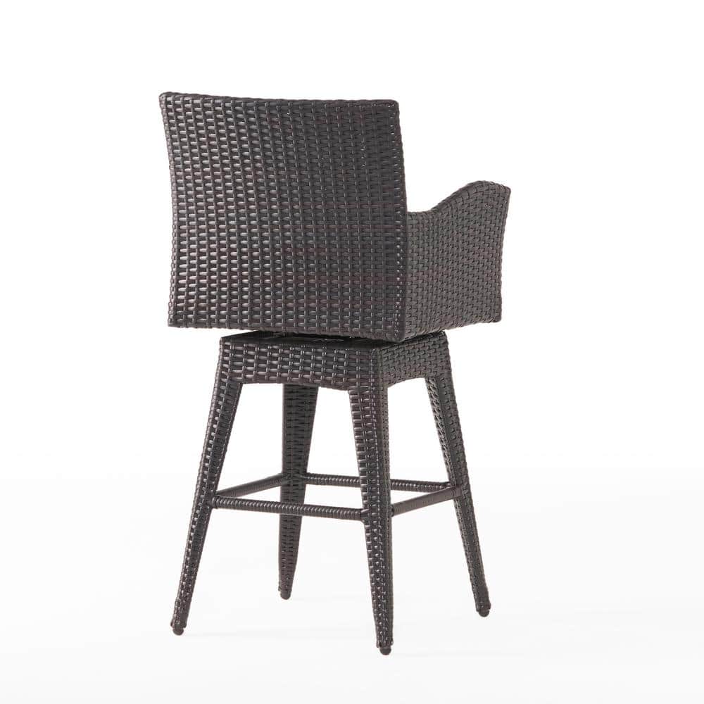 Braxton Multi Brown Wicker Swivel Bar Height Armchair