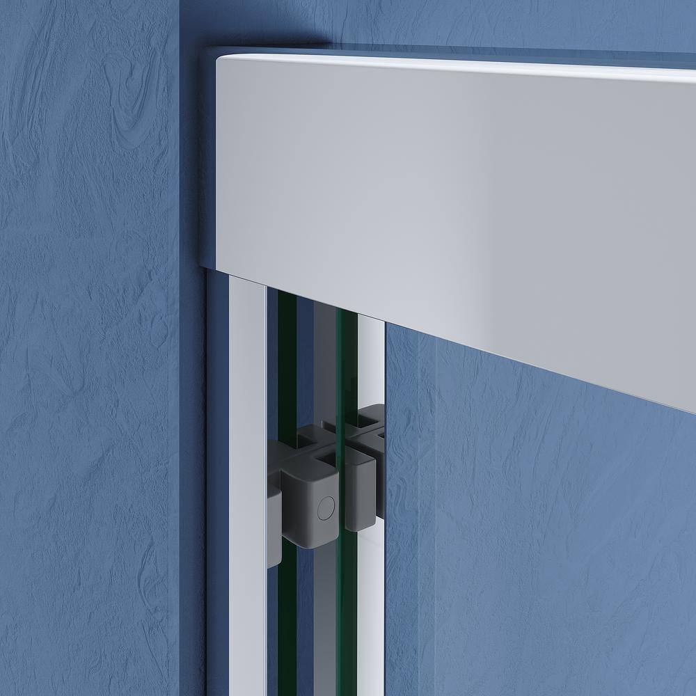 60" x 72" Semi Frameless Sliding Aluminum Shower Door with Clear Tempered Glass