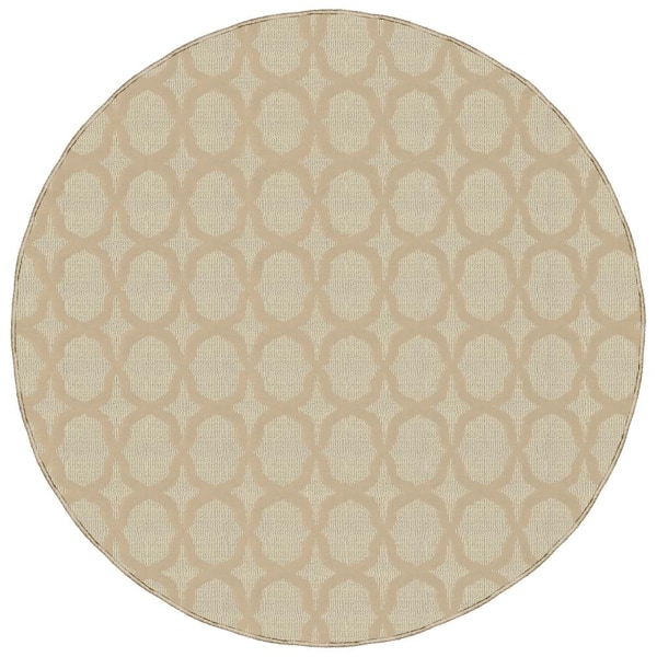 Garland Rug Sparta Tan 5 ft. x 5 ft. Round Trellis Area Rug
