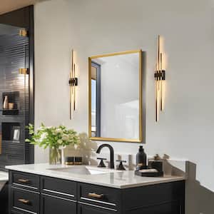 Huia 3-Light Matte Black and Plating Brass Linear LED Wall Sconce