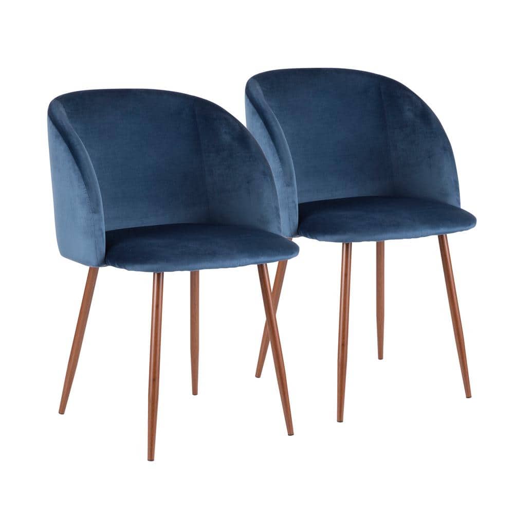 Lumisource Fran Blue Velvet Dining Chair Set Of 2 Ch Fran Wl Bu2 The Home Depot