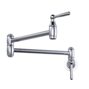 Wall Mounted Pot Filler with Double Handle in Polished Chrome