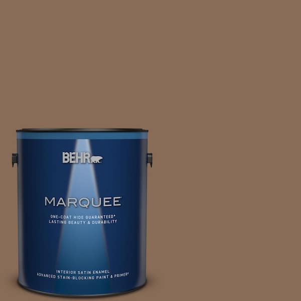 BEHR MARQUEE 1 gal. #BNC-34 Spiced Latte Satin Enamel Interior Paint & Primer