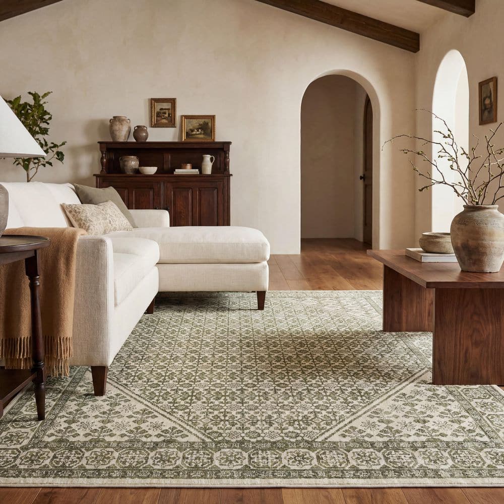 アトリエgg グリーン Home Decorators Collection Arlena 6 ft. x 9 ft. Green Border Area