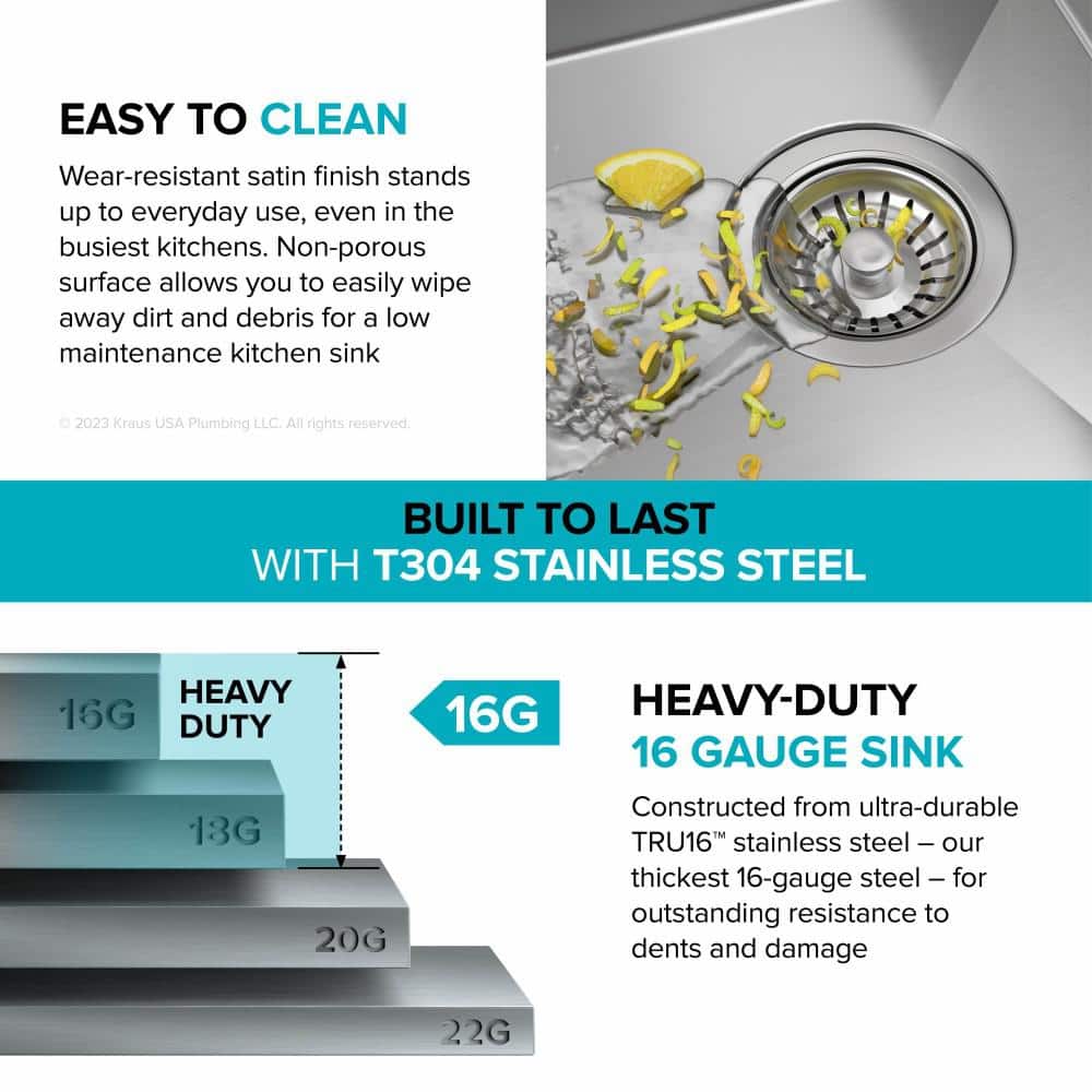 Kore 30-Inch Stainless Steel Drop-In Single Bowl Kitchen Sink