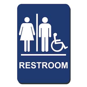 6 in. x 9 in. Blue Plastic Restroom Braille Accessible Sign