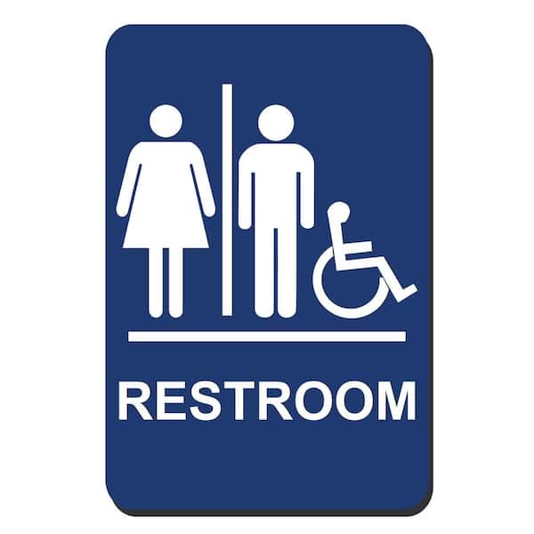 Lynch Sign 6 in. x 9 in. Blue Plastic Restroom Braille Accessible Sign
