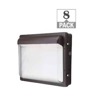400-Watt Equivalent Modern Slim Integrated LED Bronze Wall Pack Light Adjustable 12000-19600 Lumens and CCT (8-Pack)