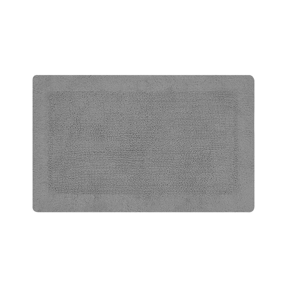 Gray 21" x 34" Cotton Tufted Reversible Bath Rug
