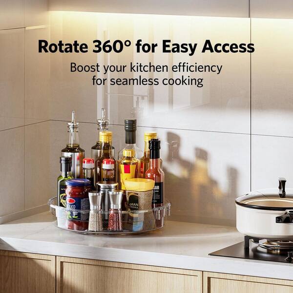 JFVKAF 4-Pack Clear Lazy Susan Organizer Smooth 360° Rotation
