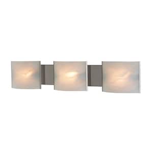 Pannelli 3-Light Stainless Steel Vanity Light with Hand-Moulded White Alabaster Glass