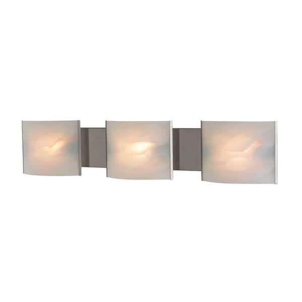 Titan Lighting Pannelli 3-Light Stainless Steel Vanity Light with Hand-Moulded White Alabaster Glass