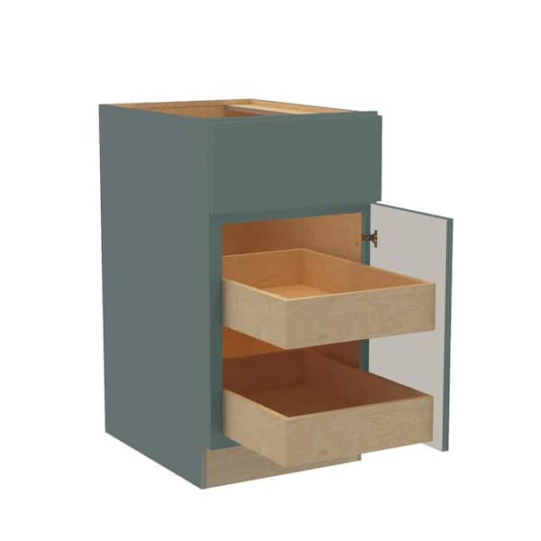 Home Decorators Collection Hargrove 12 in. W x 24 in. D x 34.5 in. H Assembled Plywood Base Kitchen Cabinet in Verdant Green with 2ROT SoftClose RH