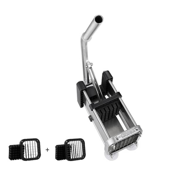 Manual French Fry Cutter, Potato Slicer with 1/2 in. and 3/8 in. Stainless Steel Blades, Suction Cup Base, for Potatoes