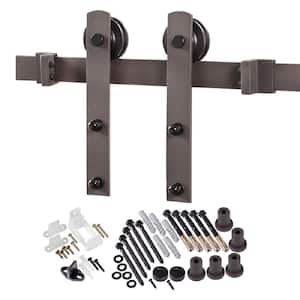 78.75 in. Bronze Finished Straight Steel Strap Barn Door Track and Hardware Kit for Single Door