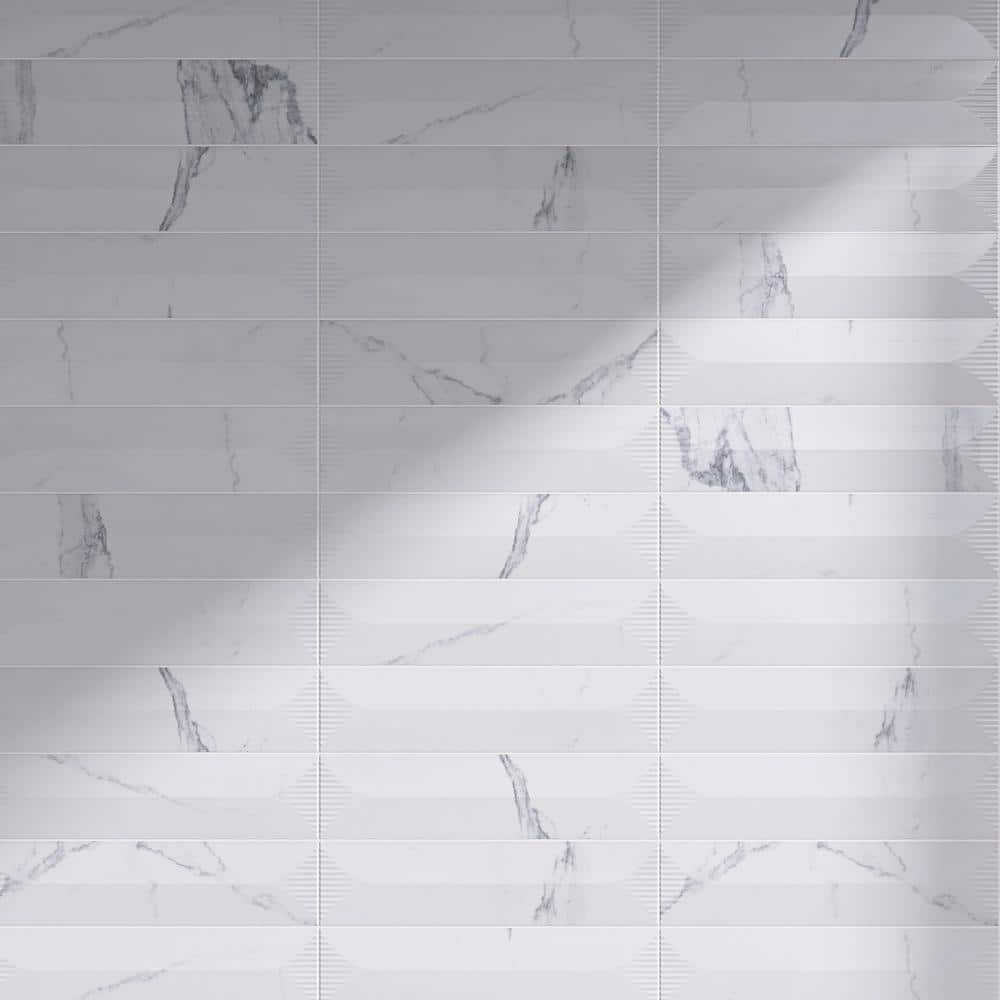 Paloma Calacatta Pirámide 2.95 in. x 11.81 in. Satin Ceramic Subway Tile Sample price history on PriceWatchPro