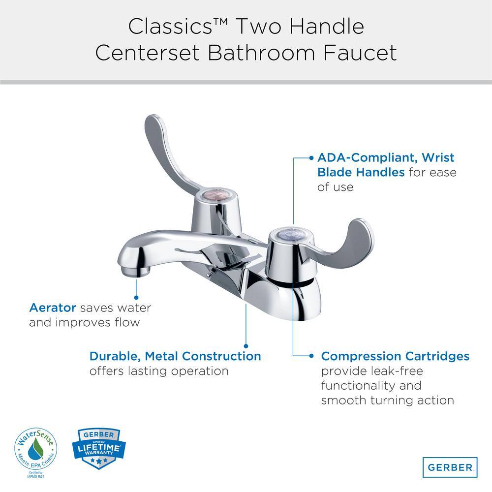 Gerber Chrome Dual Handle Centerset Bathroom Faucet