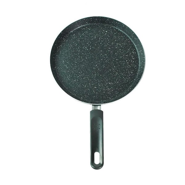 Matte Finish Cast Aluminum Nonstick Crepe Pan with Marble Coating, Scratch Resistant, Induction Compatible