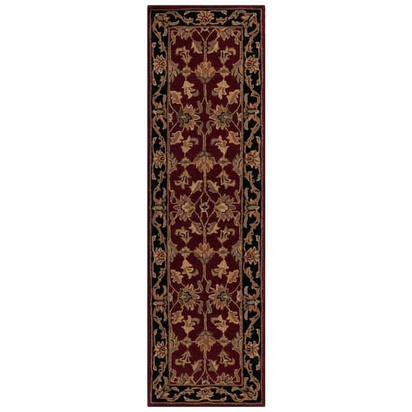 SAFAVIEH Heritage Red/Black 2 ft. x 10 ft. Antique Border Floral Runner Rug