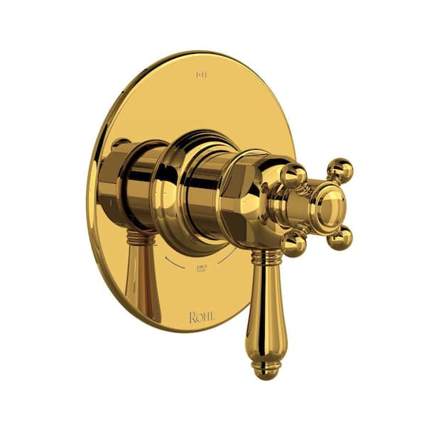 1-Handle Wall Mount Shower Trim in Unlacquered Brass (Valve Not Included)