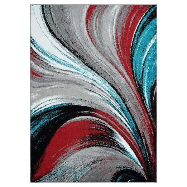 CONTEXT Breeze Multicolor 8 ft. x 10 ft. Contemporary Modern Warm Breeze Polypropylene Area Rug