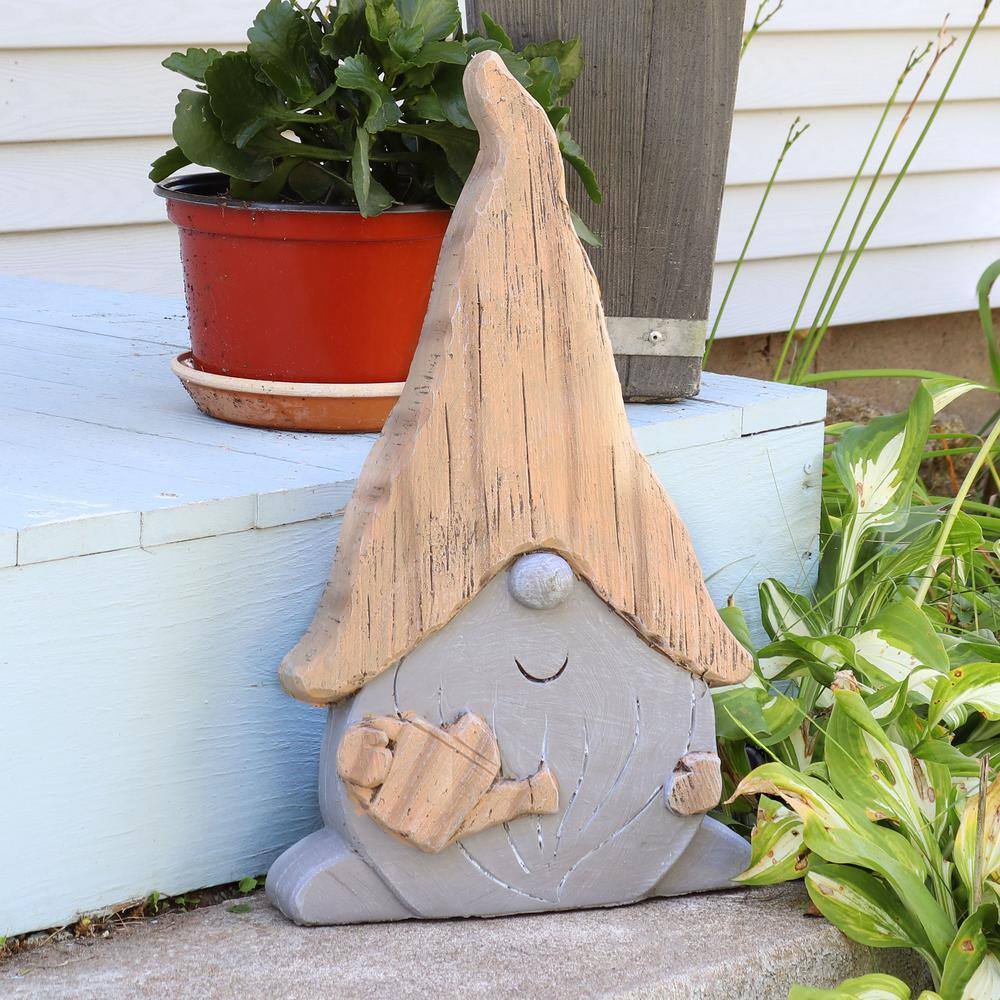 Gray and Beige Ceramic Indoor/Outdoor Garden Gnome Statue