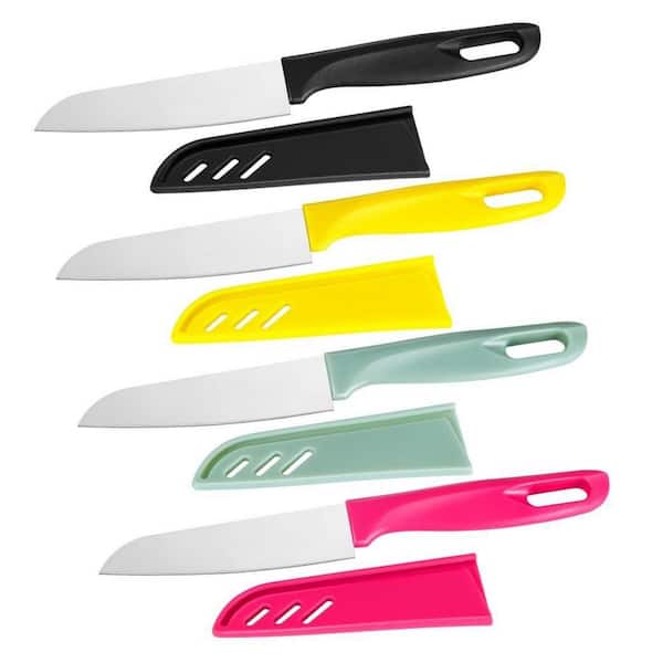 3.8 in. Steel Full Tang Paring Knife Set with Ergonomic for Kitchen, Peeling, Cutting Fruit and Vegetable (4-Pack)