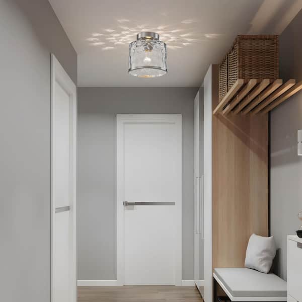 TinHon Modern Nickel Semi Flush Mount Ceiling Light, 1-Light
