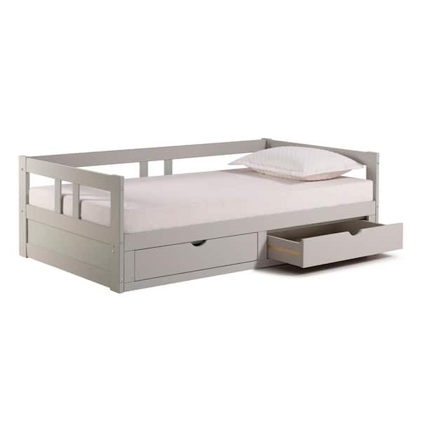 Melody Dove Gray Twin to King Bed with Under Bed Storage