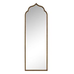 21 in. W x 64 in. H Vintage Arched Iron Framed Decorative Wall Mirror in Gold