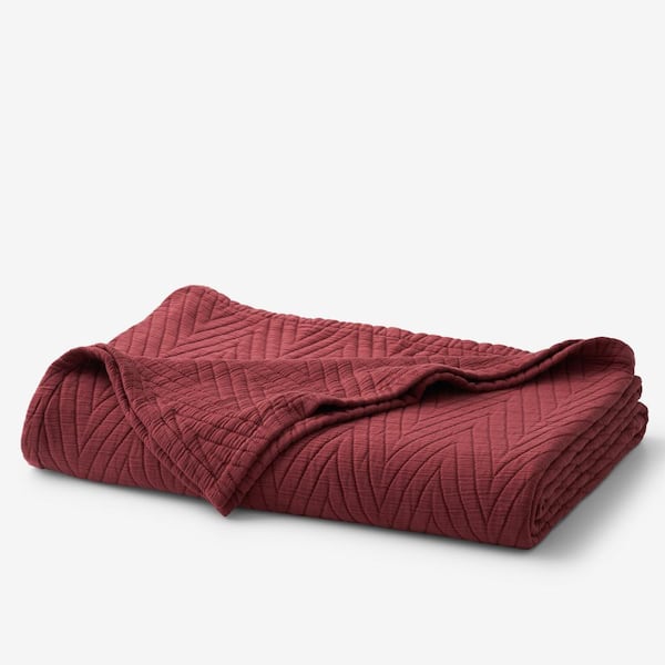 Somerset Chevron Burgundy Cotton Twin/Twin XL Blanket