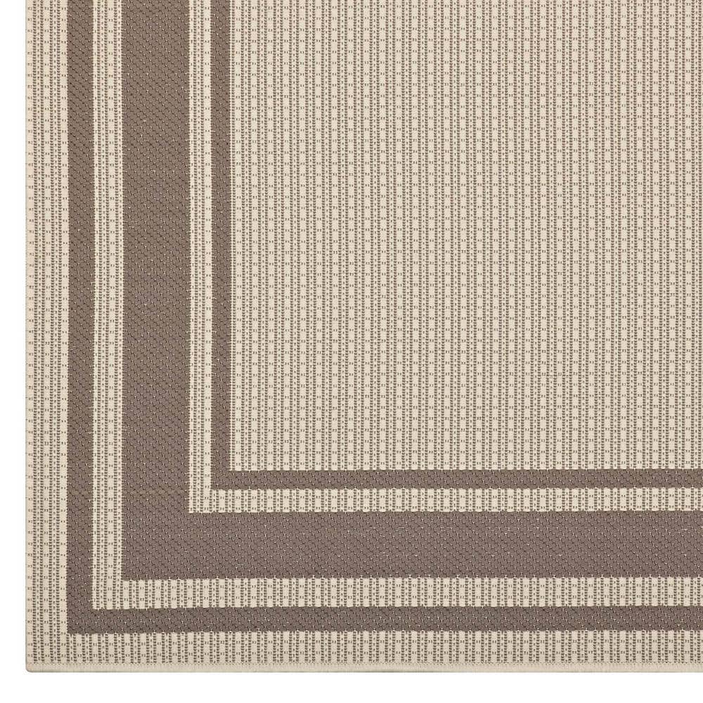 Rim Light and Dark Beige 5x8 Synthetic Indoor/Outdoor Area Rug