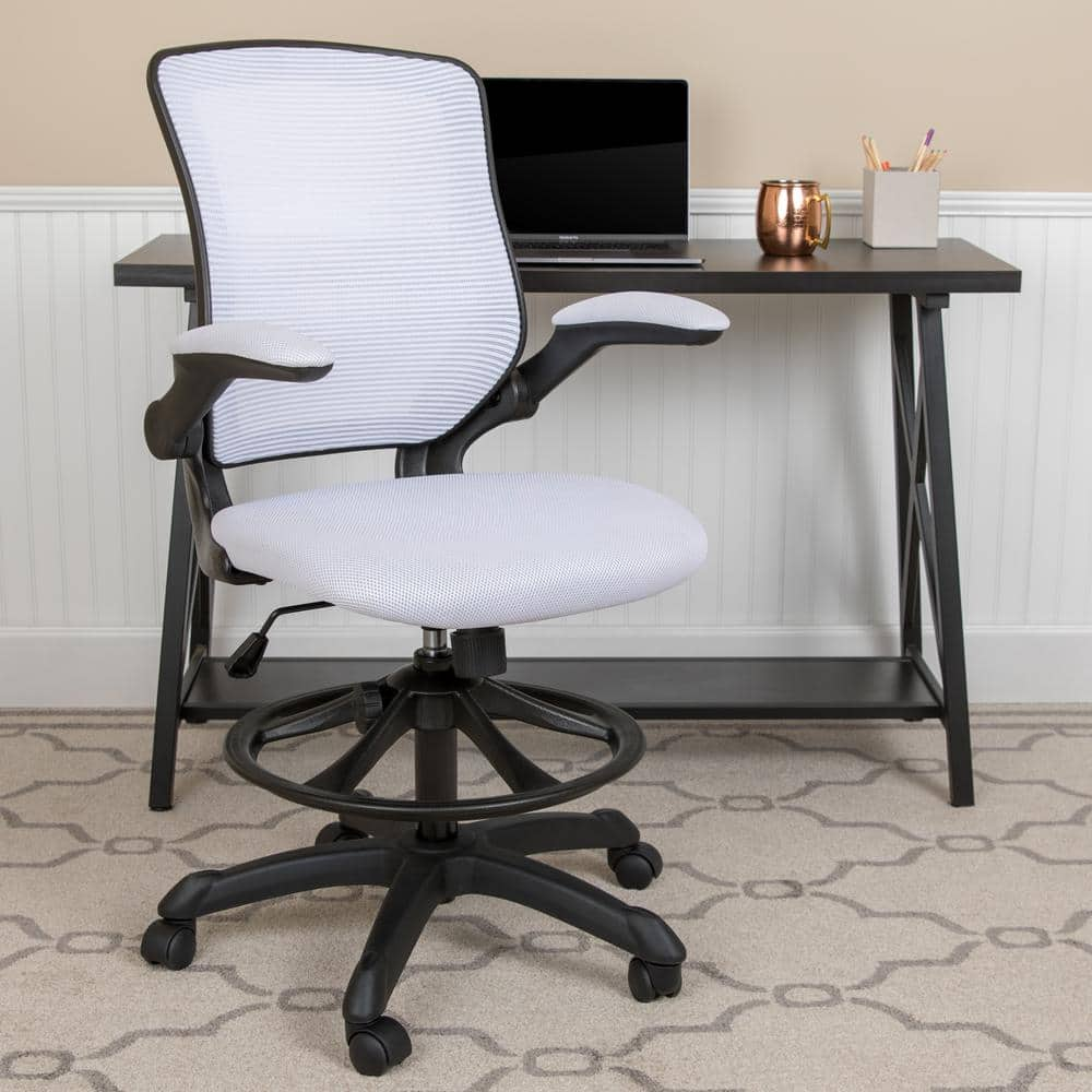 Carnegy Avenue Mesh Adjustable Height Ergonomic Drafting Chair in White ...