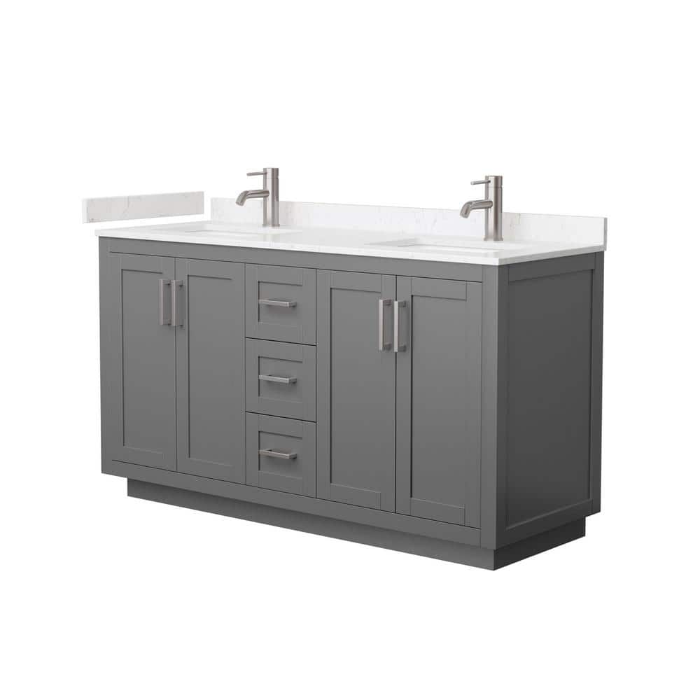 Miranda 60" Dark Gray Freestanding Double Vanity with Carrara Marble Top