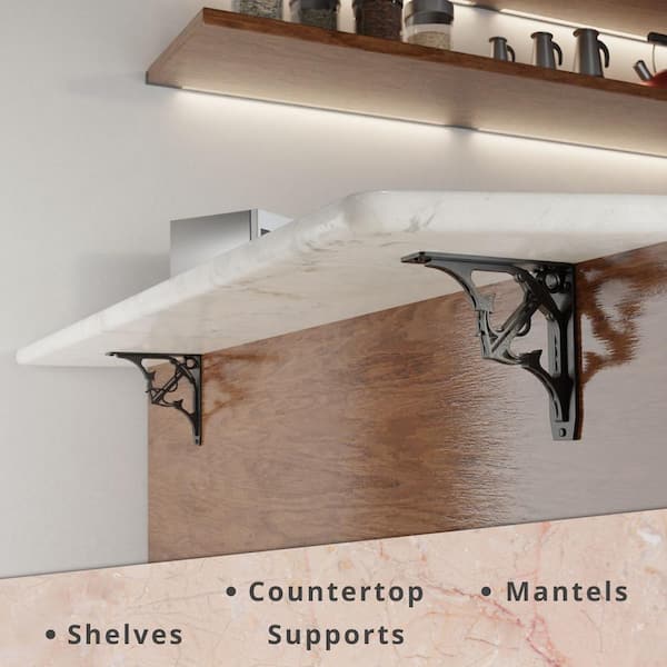 Steel pipe shelf brackets with hanging rail – Sky High Design