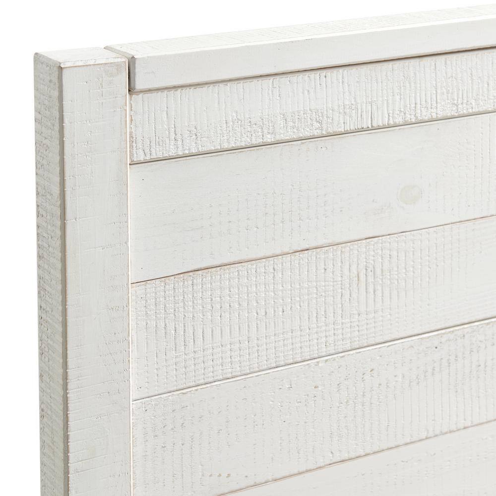 Driftwood White Pine Twin Bed with Upholstered Headboard and Storage Drawer