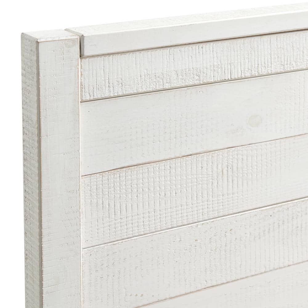 Driftwood White Pine Twin Bed with Upholstered Headboard and Storage Drawer