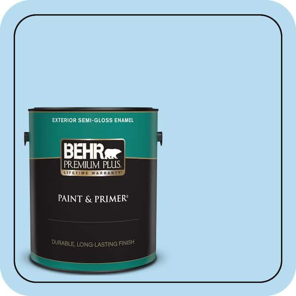 BEHR PREMIUM PLUS 1 gal. #P500-2 Seashore Dreams Semi-Gloss Enamel Exterior Paint & Primer