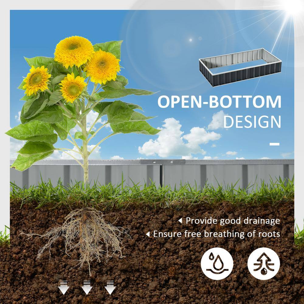 Large Dark Gray Metal Raised Garden Bed for Outdoor Spaces
