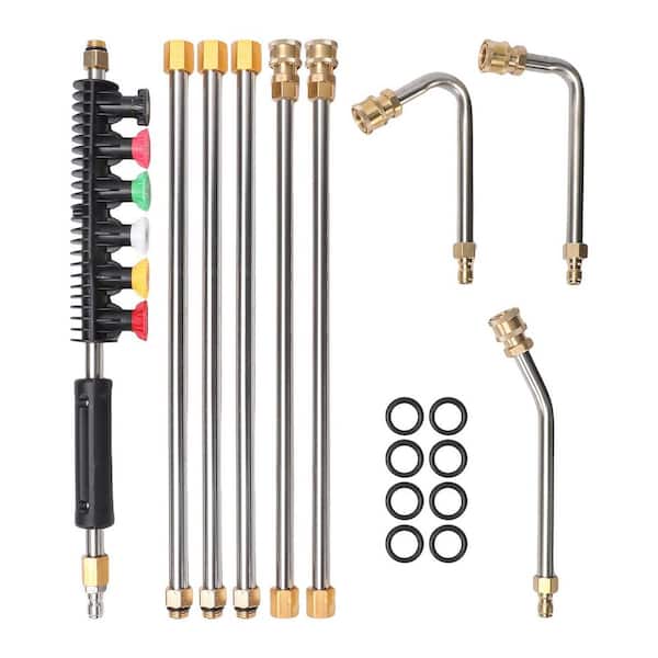 9-Pack 4000 Psi Pressure Washer Extension Wand, 1/4 in. Quick Connect Gutter Cleaning Tools with 6 Nozzle Tips