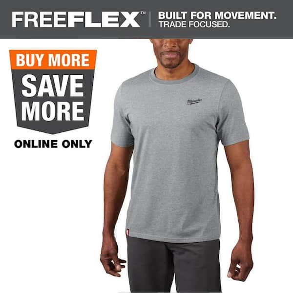 Men's X-Large Gray Cotton/Polyester Short-Sleeve Hybrid Work T-Shirt
