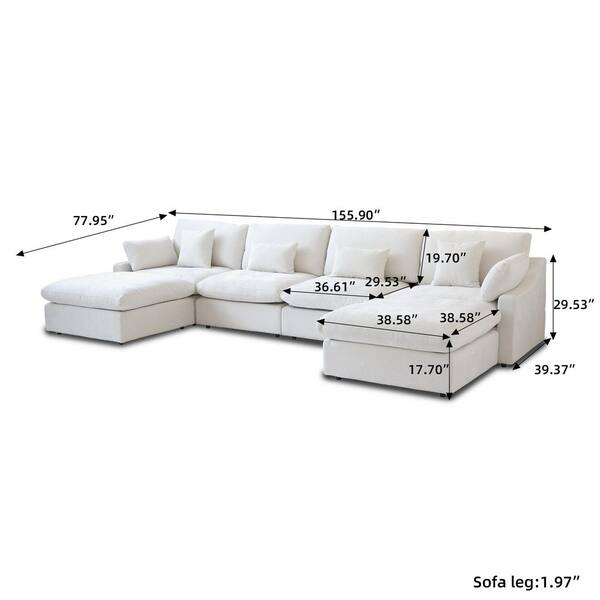 ●OUR HOUSE ミドル J&E Home 155 in. Slope Arm Linen 6-Piece Modular Free
