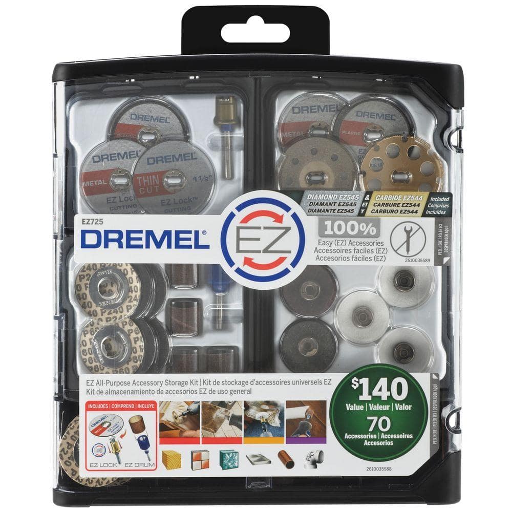 Dremel Kit 18 pièces d'accessoires rotatifs de ponçage et meulage EZ Lock  Dremel EZ727-01