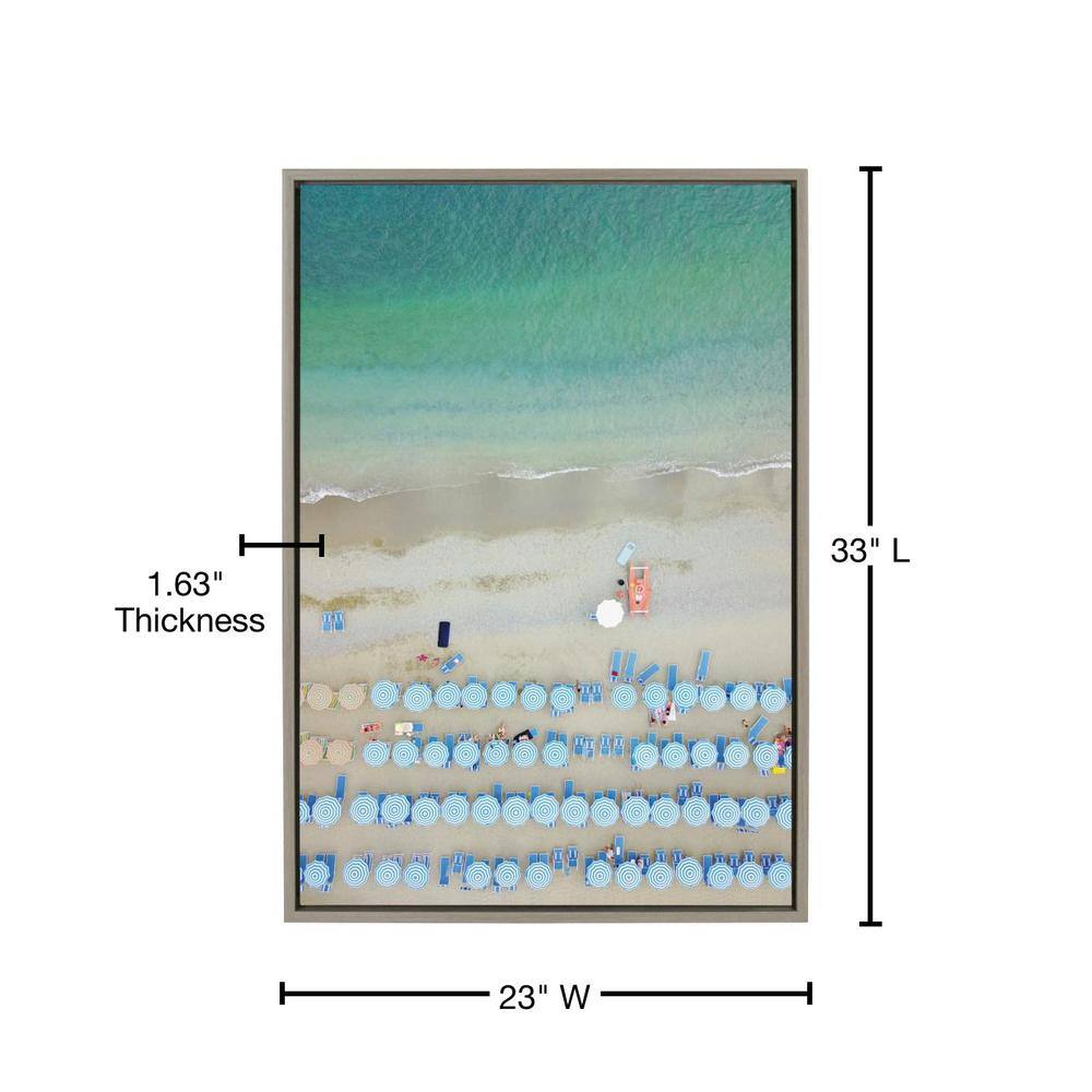 Monterosso Beach Aerial View Canvas Print with Gray Frame