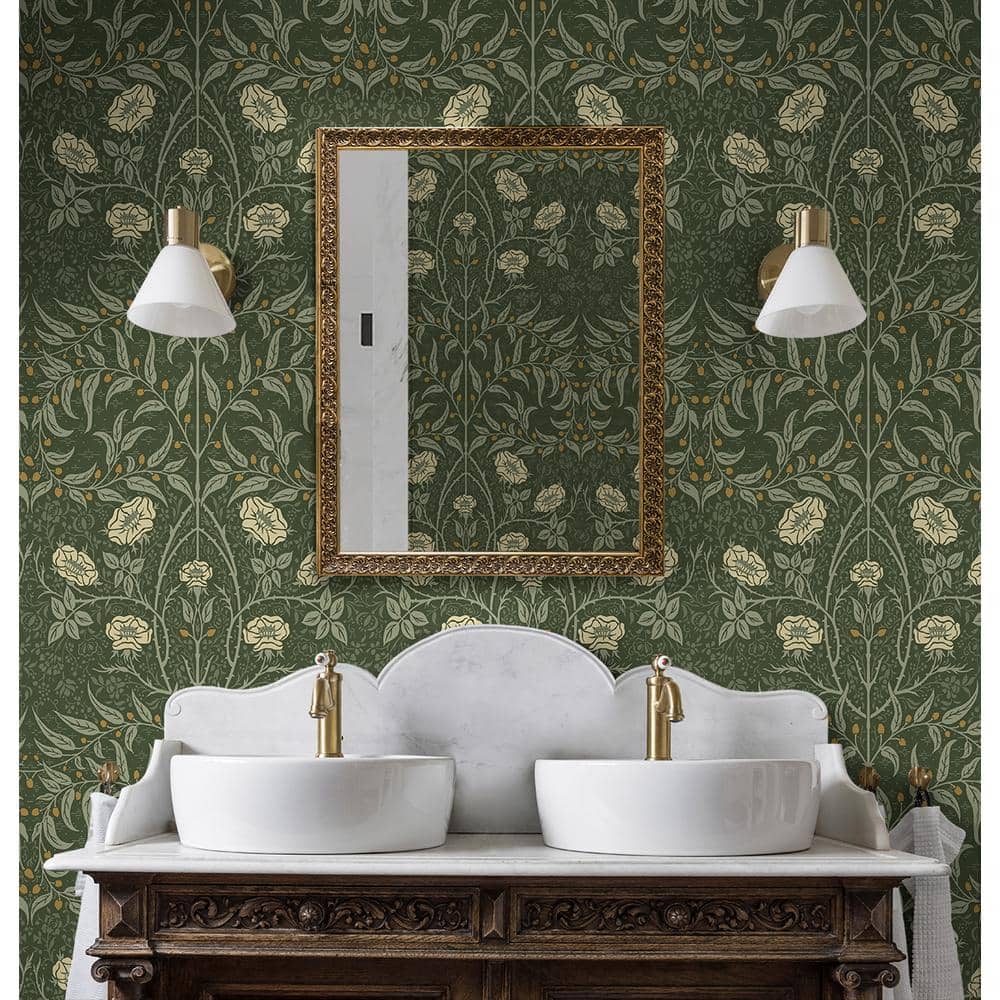 Evergreen Floral Vinyl Peel and Stick Wallpaper