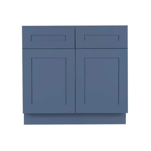 Lancaster Blue Plywood Shaker Stock Assembled Base Kitchen Cabinet 39 in. W x 34.5 in. D H x 24 in. D
