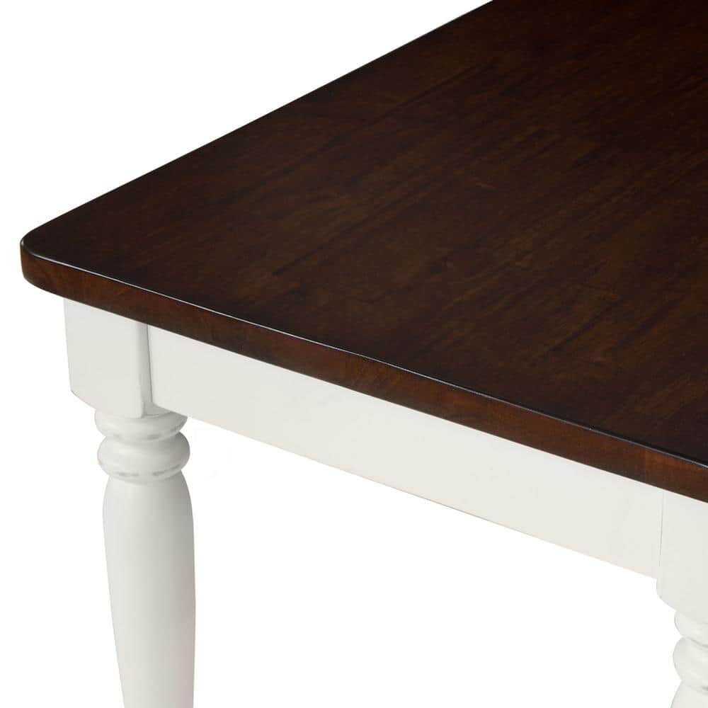 Shelby 57.75" White and Dark Brown Wood Dining Bench