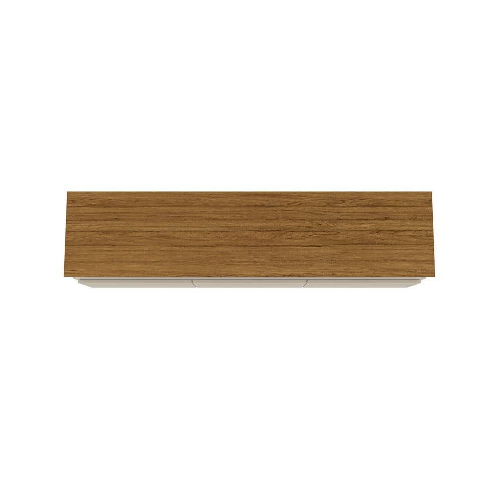 Mid-Century Modern Off White and Cinnamon TV Stand with Storage